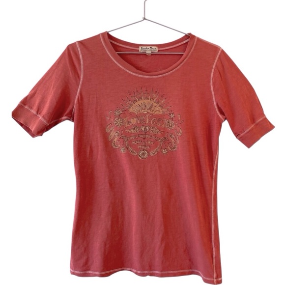 VINTAGE 90s Lucky Brand “Lovefest” Tee | Size L. Retro Y2K Boho  Mall Indie goth - Picture 2 of 13